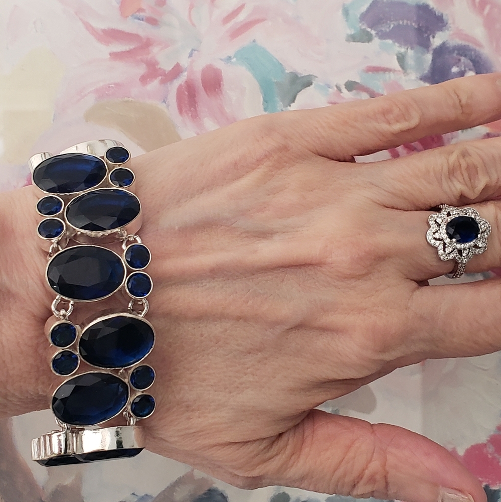 Sapphire & Sterling Bracelet-New, Huge Gemstones, Handmade by Artisans-Knockout! - Picture 8 of 16
